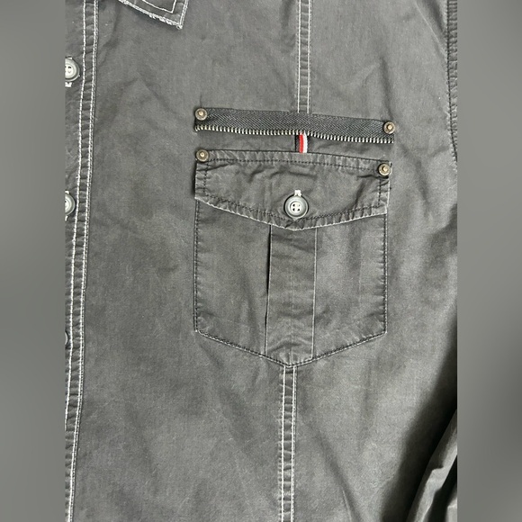 100% cotton Men's Y2K Black Button-Up Shirt with cool details size 4XL - Picture 3 of 11